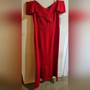 Enfocus Studio Red Off-Shoulder Floorlength Dress